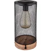 Image de Solar lamp tafellamp outdoor LED tuindecoratie hout, metalen rooster zwart, 3000K warm wit, DxH 12x25,5 cm