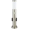 Image de Staande lamp met bewegingsmelder Roestvaststalen buitenlamp met stopcontacten, zilver opaal, E27 fitting, H 60 cm