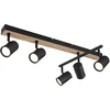 Image de Plafondspot zwart spot plafondlamp strip 5 vlammen, metaal MDF hout look Scandinavisch, 5x GU10 stopcontacten, LxBxH 70x35x18cm