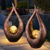 Image de Set van 2 LED outdoor solar vloerlampen glazen bol binnenplaats spot brons gebogen