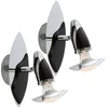 Image de Spotlight Wandlamp Ganglamp Leeslamp Woonkamer, staal ijzer zilver zwart, 1x E14 fitting, HxB 20x17 cm, set van 2