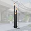 Image de Buitenlamp roestvrij staal tuinlamp zwart, koper rookkleurig, 3 vlammen E27, DxH 28 x 170 cm