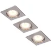 Image de LED inbouwspot vierkante plafondlamp plafondlamp hal draaibaar, aluminium mat nikkel, 5W 330lm warm wit, LxBxD 8x8x10 cm, set van 3