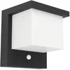 Image de EGLO Frigento Solar Wandlamp Buiten - Sensor - Oplaadbaar - 15 cm - Zwart/Melkkleurig