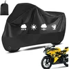 Image de HAUSS SPOLE Motorhoes-Motorfiets Afdekhoes-Waterdichte Beschermhoes Voor Binnen En Buiten-Weerbestendig En Ademend-L-Universeel Polyester-Zwart