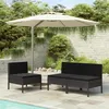 Image de vidaXL Chaises de jardin 3 pcs avec coussins Résine tressée Noir en occasion ou reconditionné