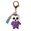 Image de TY - Bague Porte-clés Mini Boos Clips - Hibou - Moonlight - Violet et Bleu - Avec gland bleu - Le porte-clés tendance inspiré des célèbres peluches aux grands yeux scintillants - 10 Cm - 25054