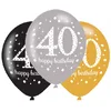 Image de amscan - 6 ballons Anniversaire 40 ans - Coloris Assortis