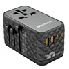 Image de Verbatim GaN UTA 06 Adaptateur de voyage universel 100 W avec 2 ports USB A et 2 ports USB-C Chargeur rapide pour ordinateur portable, téléphone portable, appareil photo et autres Prise de voyage