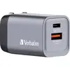 Image de Verbatim GNC-35 GaN Reislader 35 W 1x USB-A, 1x USB-C USB PD, USB PD 3.0, QC 3.0 Grijs GaN, Met adapter voor Europa, Met adapter voor Verenigd Koninkrijk, Met