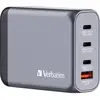 Image de Verbatim GNC-100 Reislader 100 W 1x USB-A, 3x USB-C USB PD, USB PD 3.0, QC 3.0 Grijs GaN, Met adapter voor Europa, Met adapter voor Verenigd Koninkrijk, Met