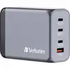 Image de Verbatim GNC-240 GaN Reislader 240 W 1x USB-A, 3x USB-C USB PD, USB PD 3.1, QC 3.0 Grijs GaN, Met adapter voor Europa, Met adapter voor Verenigd Koninkrijk,