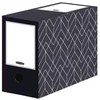 Image de Bankers Box Boite d'archives Déco 150mm, lot de 5, formes géométriques, montage manuel, très solide, 3 zones d'étiquetage, bleu nuit, 4483001