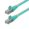 Image de StarTech.com NLAQ-3M-CAT6A-PATCH Câble Ethernet CAT6a à faible dégagement de fumée et sans halogène (LSZH) - 10 Gigabit 500 MHz 100 W PoE RJ45 S/FTP Aqua - 3 m