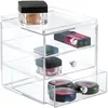 Image de iDesign rangement maquillage à 3 tiroirs, boîte de rangement compacte en plastique pour maquillage ou cosmétiques, boîte à bijoux empilable, transparent