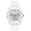 Image de Guess Phoenix GW0203G2 Montre à quartz analogique pour homme avec bracelet en silicone, blanc, Sangle
