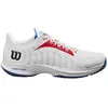 Image de Wilson Chaussures de padel Hurakn Pro pour homme, White Wilson Red Deja Vu Blue, 45 EU
