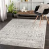 Image de Livabliss Tokyo Tapis géométrique   Tapis scandinave pour salon, salle à manger, cuisine   Neutre, à motifs abstraits, style bohème, facile d'entretien, 150 x 213 cm   Grand tapis ivoire, gris et noir