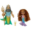 Image de The Little Mermaid Disney Coffret cadeau poupée Ariel et King Triton Petite taille 15 cm de haut avec accessoires Dinglehopper, candélabre et Trident du roi Triton Pour filles à partir de 3 ans
