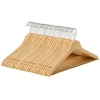 Image de SONGMICS Cintre Bois, Lot de 30, avec Encoches Antiglisse, Barre Antiglisse pour Pantalons, Crochet Pivotant 360°, pour Costumes, Chemises, Manteaux, Couleur Boisée et Argent CRW031NL