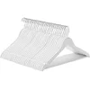 Image de SONGMICS Cintre Bois, Lot de 30, avec Encoches Antiglisse, Barre Antiglisse pour Pantalons, Crochet Pivotant 360°, pour Costumes, Chemises, Manteaux, Blanc et Argent CRW031WT
