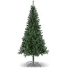 Image de Sapin de Noël artificiel 7FT avec support en métal, 1100 pointes de branches, montage facile, décoration de Noël pour bureau, salon et cuisine