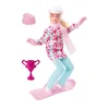 Image de Barbie Snowboardeuse - Poupée Blonde Articulée avec Snowboard et Trophée - Tenue de Sports d'hiver et Casque - 30 cm - Dès 3 Ans, HCN32