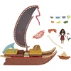 Image de Disney Moana Grand Catamaran 2 Comprend Des Figurines De Et Maoui Plus Deux Animaux De Compagnie Figurine Vaiana:la Légende Du Bout Du Monde