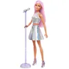 Image de Barbie Coffret Pop Star, poupée vêtue d Une Jupe irisée avec Microphone et Cheveux Roses, Cadeau pour Enfants de 3 à 7 Ans, JCW42