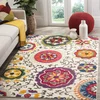 Image de Safavieh Tapis de Sol Boho Chic pour salon, salle à manger, chambre à coucher - Collection Monaco - Poils courts, ivoire et multicolore - 122 x 122 cm