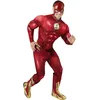 Image de Rubies Costume The Flash Deluxe pour adulte, Jumpsuit avec poitrine musclée, couvre-bottes et masque, Officiel DC Comics, The Flash, pour carnaval, Halloween, Fêtes