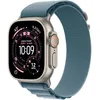 Image de Apple Watch Ultra 3 [GPS + Cellular 49 mm] Montre connectée course à pied et multisport avec boîtier titane Naturel et Boucle Alpine bleu clair. Communications satellite, suivi santé et activité