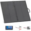 Image de VEVOR Panneau solaire pliable de 100 W avec cadre, panneau photovoltaïque monochrome portable de type N de 16 Bo, chargeur solaire IP67 étanche avec contrôleur PWM de 30 A sortie MC4