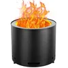 Image de VEVOR Foyer sans fumée, feu de camp, H : 38 cm x diamètre : 49,3 cm, cheminée à bois avec bac à cendres amovible, foyer portable pour l'extérieur en acier inoxydable SUS430