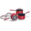 Image de Ninja Foodi ZEROSTICK Vivid Set de 3 casseroles, Aluminium, Antiadhésives, Antirayures, Toutes plaques de cuisson, Résistantes au four, Compatibles lave-vaisselle, Rouge foncé, C23000EU