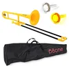 Image de Trombone pBone, Trombone en plastique ABS (tubes de traction en fibre de verre, pavillon 8", perce 12,7 mm, embouchure en plastique avec tige étroite, étui inclus), jaune
