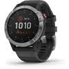 Image de Garmin Fenix 6 Solar - Montre Gps Multisports Connectée Haut de Gamme avec Paiement sans Contact Pay - Argent avec Bracelet Silicone Noir â   Cadran 47 mm