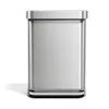 Image de simplehuman CW2023 Poubelle de cuisine rectangulaire à pédale avec poche de doublure, couvercle à fermeture amortie silencieuse, grande pédale solide, anti-empreintes digitales, acier inoxydable