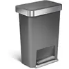 Image de simplehuman CW1386CB poubelle rectangulaire à pédale, avec réserve à sacs, poubelle de cuisine, plastique gris, 45 litres