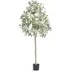 Image de VEVOR Faux Arbre 155 cm Vert Plante Artificielle PE Haut Olivier avec Pot 150x125 mm Décoration de Style Fausse Plante pour Maison Bureau Hôtel Centres Commerciaux Intérieur Extérieur