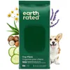 Image de Earth Rated Lot de 100 lingettes pour chien, hypoallergéniques, nettoyantes et hydratantes, pour le toilettage des pattes, du corps et des fesses, parfum lavande