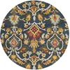 Image de SAFAVIEH Blossom Collection BLM402A Tapis rond en laine de qualité supérieure fait à la main Bleu marine/multicolore 1,2 m