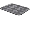 Image de De Buyer - Plaque de 12 madeleines en acier antiadhésif - 26 x 20 x 1,4 cm -, Noir