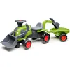 Image de FALK Claas Tracteur pour enfant avec chargeur avant, chargeur arrière et remorque | Jouet tracteur & tracteur jouet pour s'asseoir dessus | Tracteur pour enfants avec siège enfant, klaxon | Tracteur