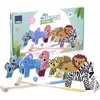 Image de VILAC - Jeu de Croquet Petit Safari - Michelle Carlslund - Jouet Plein Air - 6 arceaux Animaux en Bois + 6 Cales colorées en Bois - Jeux en Bois - Dès 3 Ans - 8572