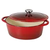 Image de Sitram 710839 Cocotte 4 L Fonte d'acier émaillée Forme ovale,Rouge/Crème,27 x 21 x 11.5 cm