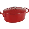 Image de Sitram COCOTTE ovale en fonte émaillée grande capacité 6,5 litres - Extérieur rouge brillant, intérieur noir mat - toutes sources de chaleur y compris induction et four - 711088