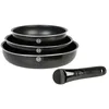 Image de Sitram 715485 Lot de 3 Poêles Aluminium pressé SITRAMOVIBLE FAMILY Ø 20/24/28 cm, Revêtement intérieur anti-adhésif sans PFOA - manche amovible SITRAMOVIBLE - Tout feux dont induction