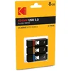Image de Kodak - Lot de 3 Clés USB 8Go Classic K102 Series - Compatibilité Universelle USB 2.0 - 54x12x6mm - Vitesse de Lecture 15MB/s Max - Vitesse d'Écriture 5MB/s Max - Noir et Rouge