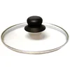 Image de BAUMALU - Couvercle en Verre - Cerclé Acier Inoxydable - Trou Vapeur, Bouton Bakélite - Pour Casseroles, Marmites, Poêles - Réduit les Projections - Ø24 cm